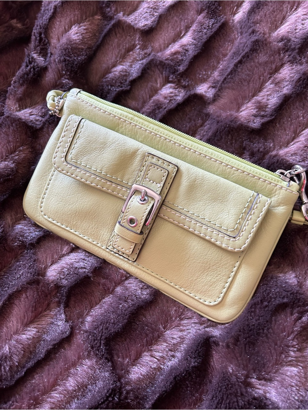 Coach Lovely Spring Green Leather clutch or wristlet